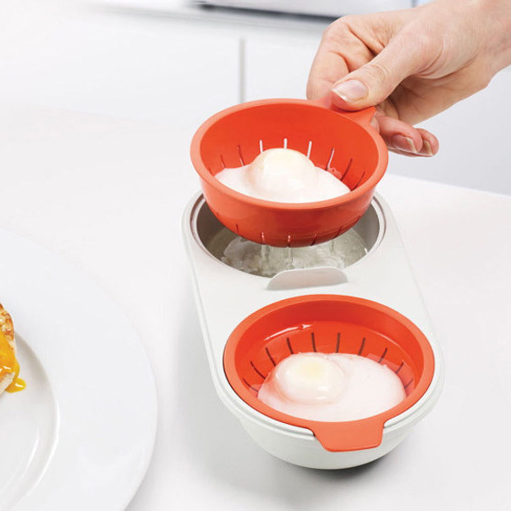 Microwave Egg Poacher Set Food Grade Cookware Double Cup Egg Boiler Kitchen Steaming Tools