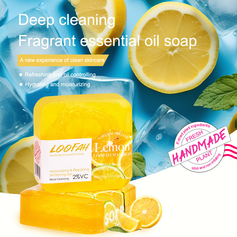 Lemon & Loofah Soap Bar - 100g Natural Body Care