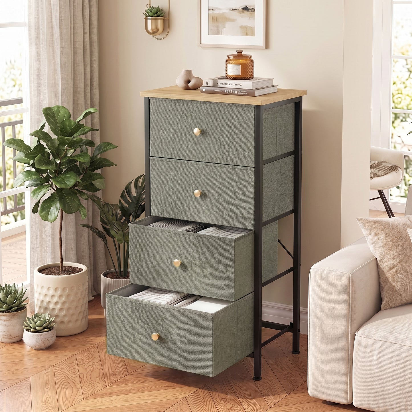 4-Drawer Storage Cabinet for Bedrooms & Living Rooms