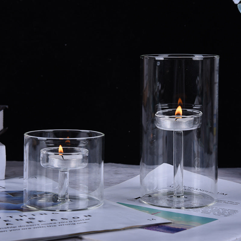 Glass Candlestick Set Handmade Borosilicate Holiday Decor - Multiple Sizes
