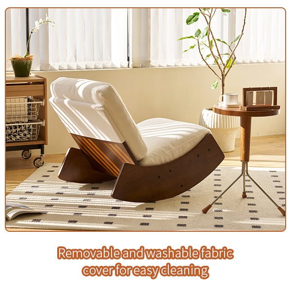 Comfortable White Glider Rocking Chair - Solid Wood Frame
