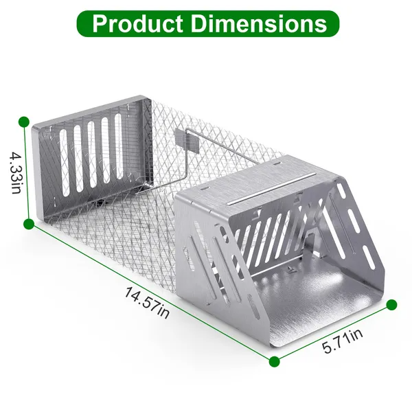 Automatic Continuous Mouse Trap with Single Door Humane Live Cage - Silver