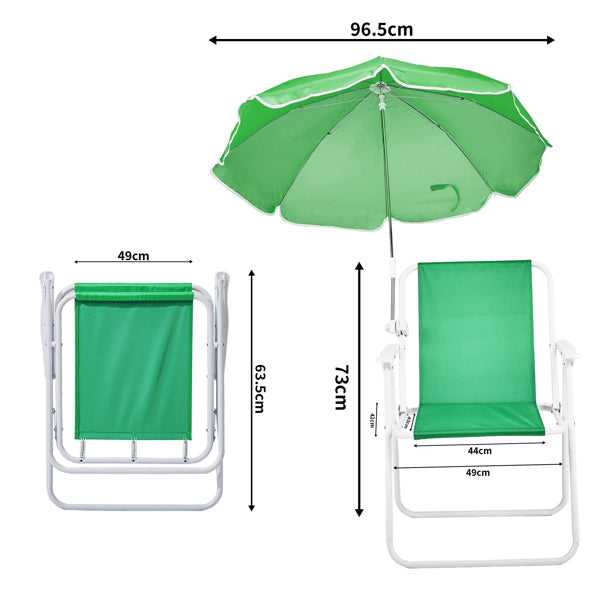 Folding Beach Chair with Umbrella - Lightweight & Portable, 265lbs Capacity, Green