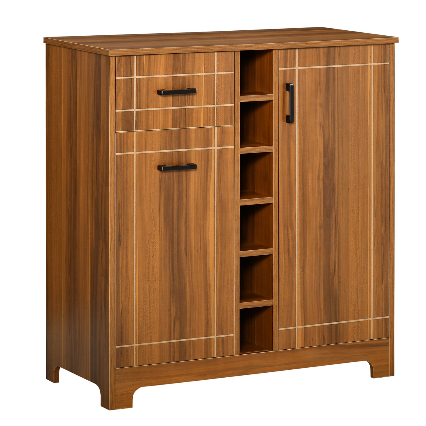 Retro Wine Cabinet for 6 Bottles, Rack Sideboard Serving Bar with