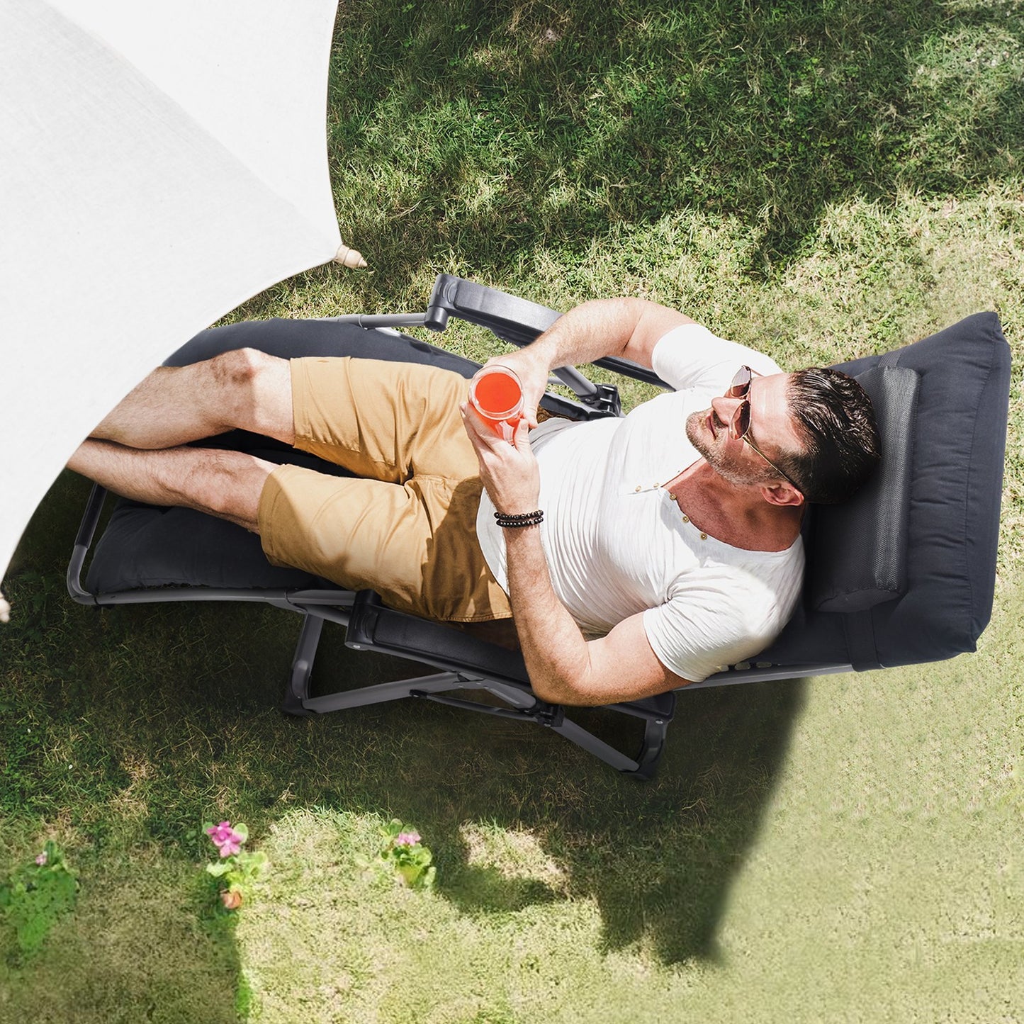 Heavy-Duty 26-Inch Zero Gravity Lounge Chair with Cushions - Indoor & Outdoor