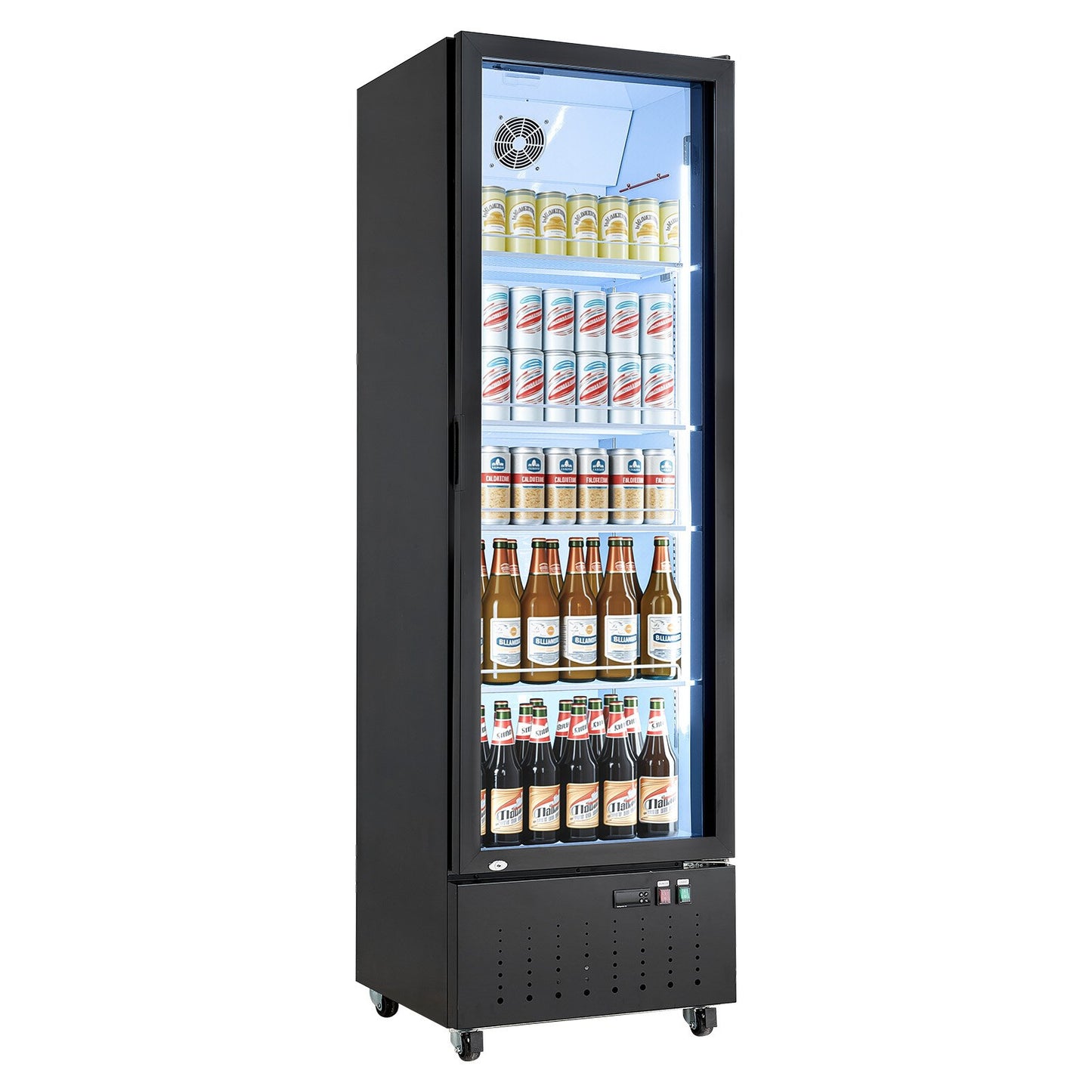 Commercial Glass Door Display Refrigerator 12.7 Cu.Ft Upright Beverage Cooler