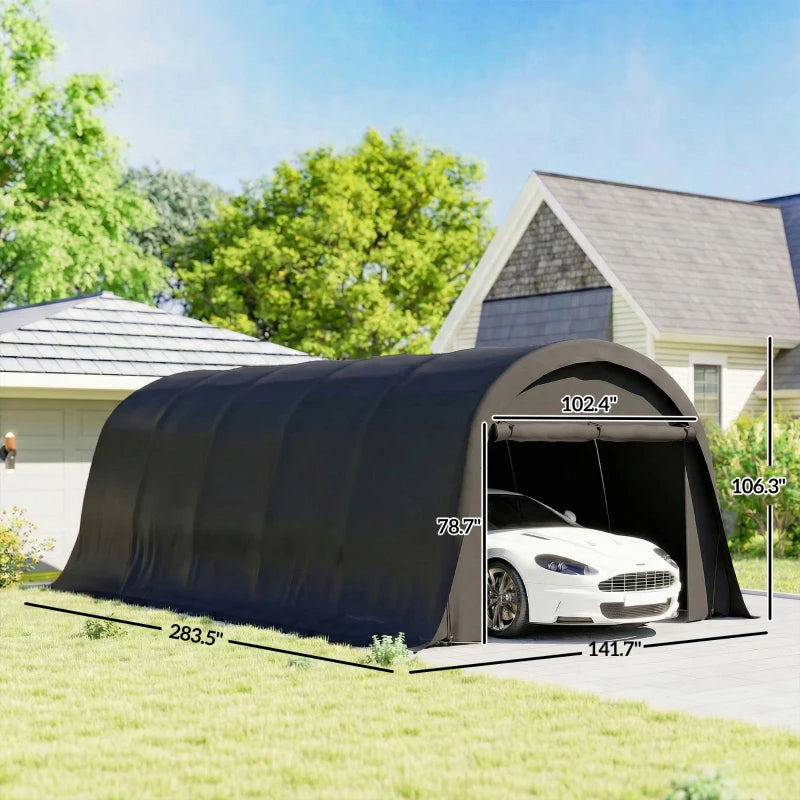Heavy Duty Carport Garage Canopy Tent - UPF50 Waterproof Steel Frame, Dark Gray