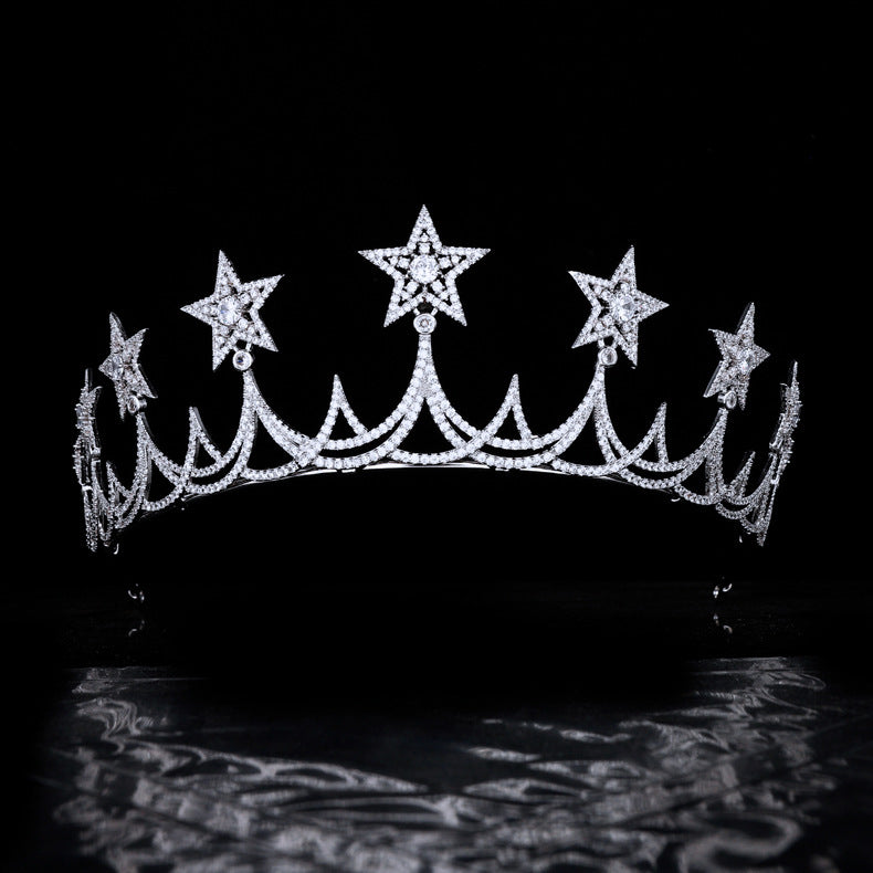Zircon Crown Headband - White Gold Plated