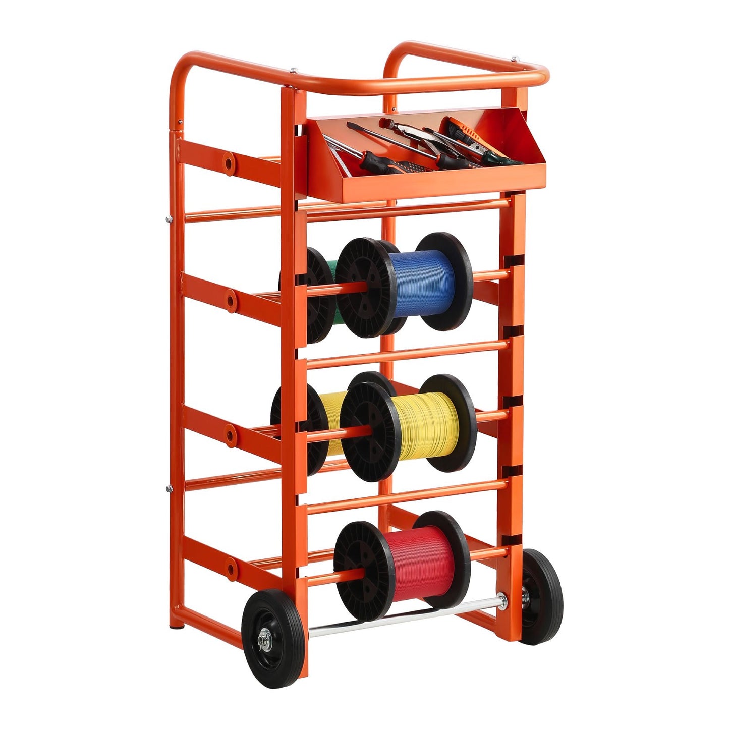 Wire Spool Rack with 11 Rods Cable Organizer Heavy Duty Storage Cart