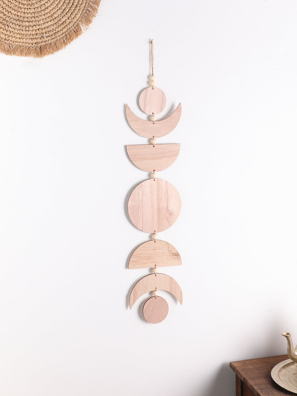 Sun And Moon Wooden Pendant Home Decor Log Wood Chips Ornament