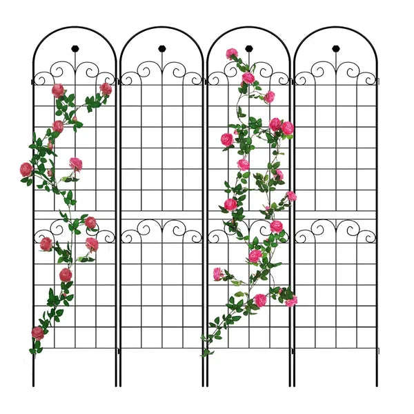 Metal Garden Trellis for Climbing Plants - 86.7" x 19.7" - Black