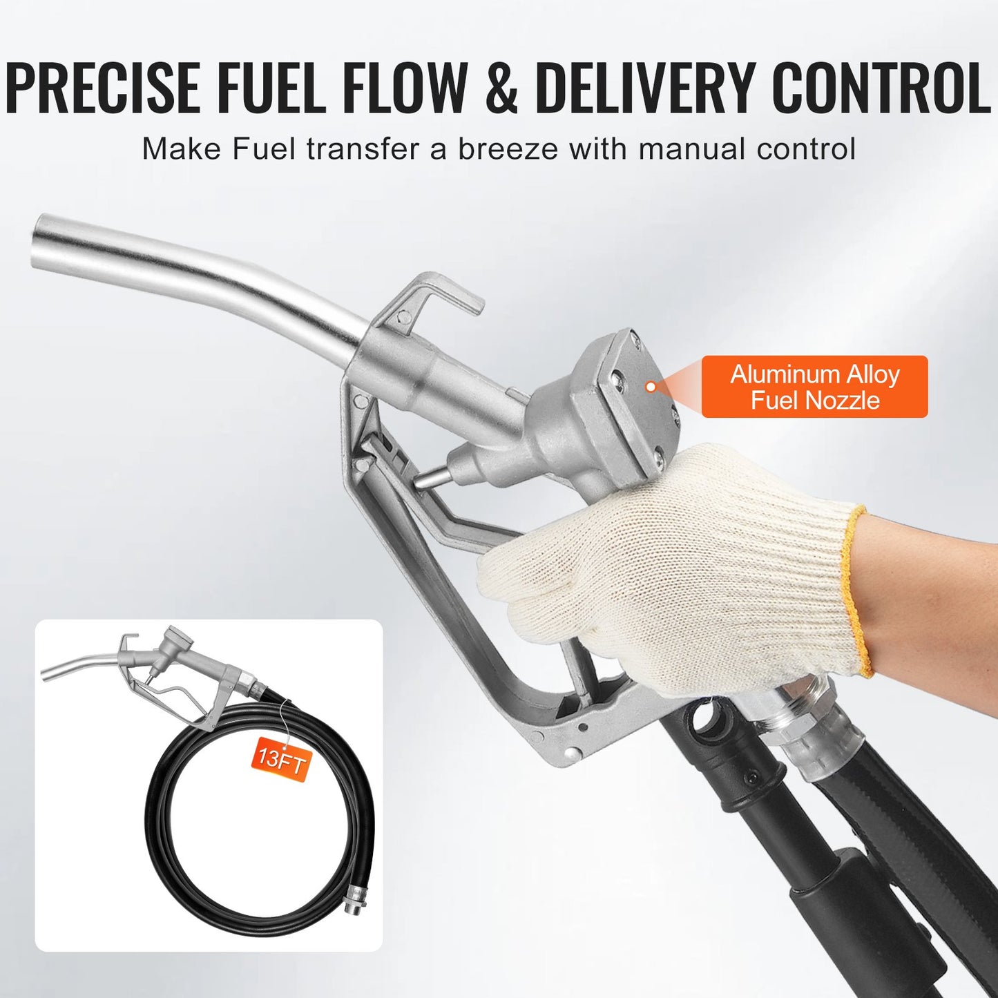 12V Diesel Transfer Pump 5.3 GPM Auto Fuel Nozzle Black