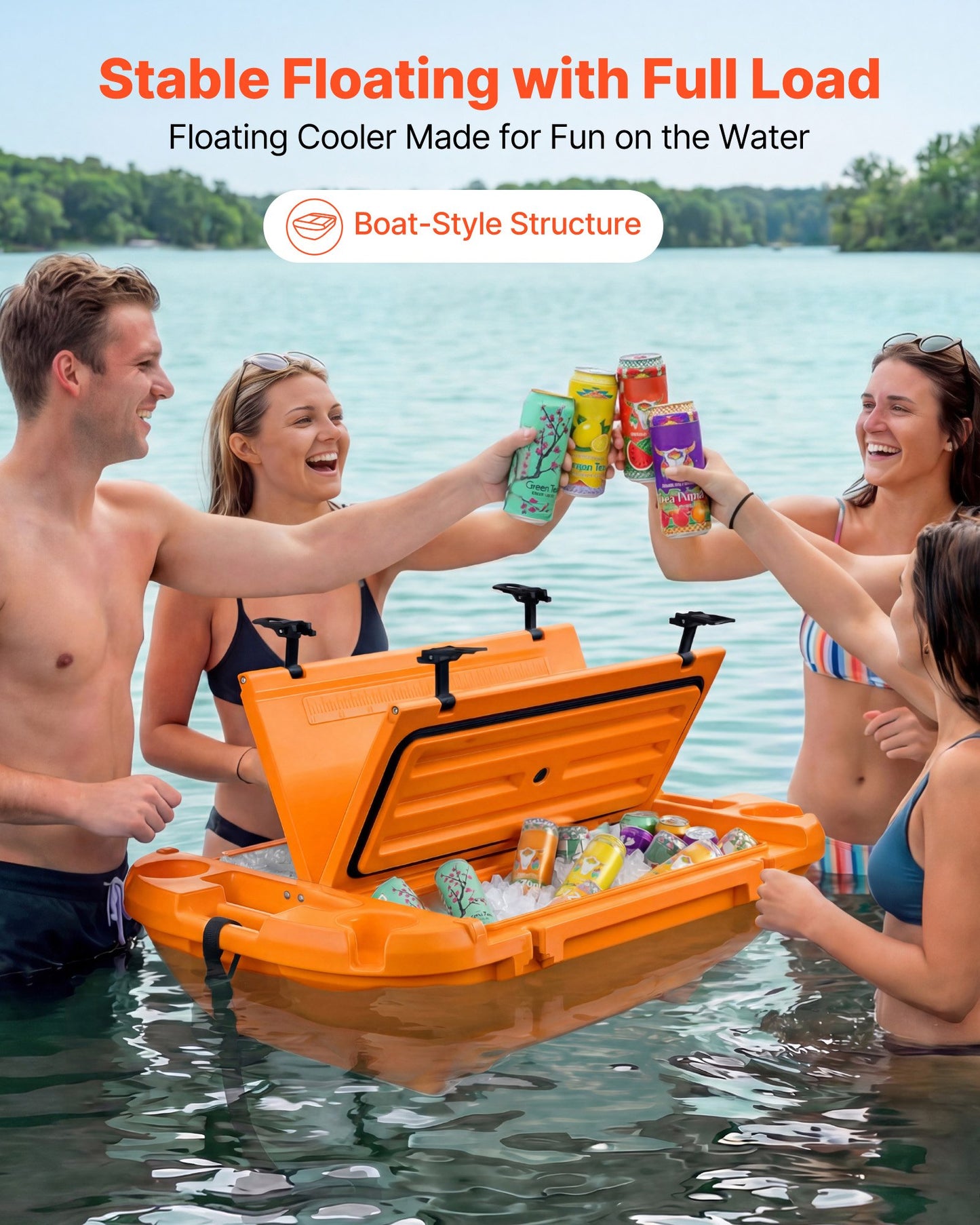 Floating Cooler 40 QT with Dry Storage & Tow Rope - Water & Land Use