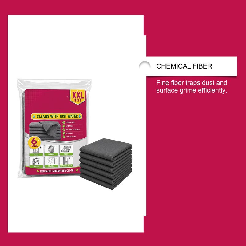 Multi-Purpose Cleaning Cloth 6-Pack for Kitchen, Glass, Car Surfaces