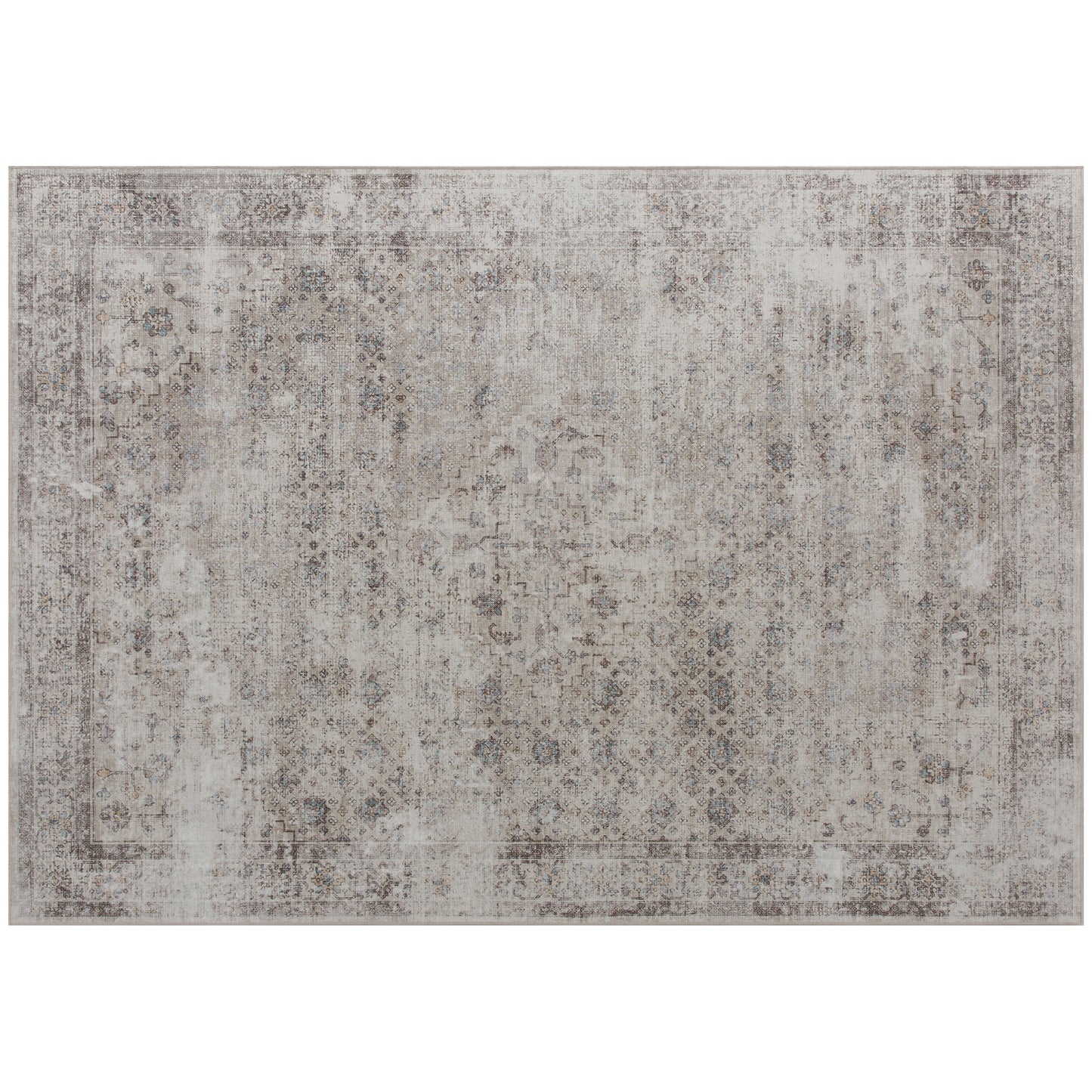 Machine Washable Non-Slip Area Rug 5x7 - Light Mixed-Brown