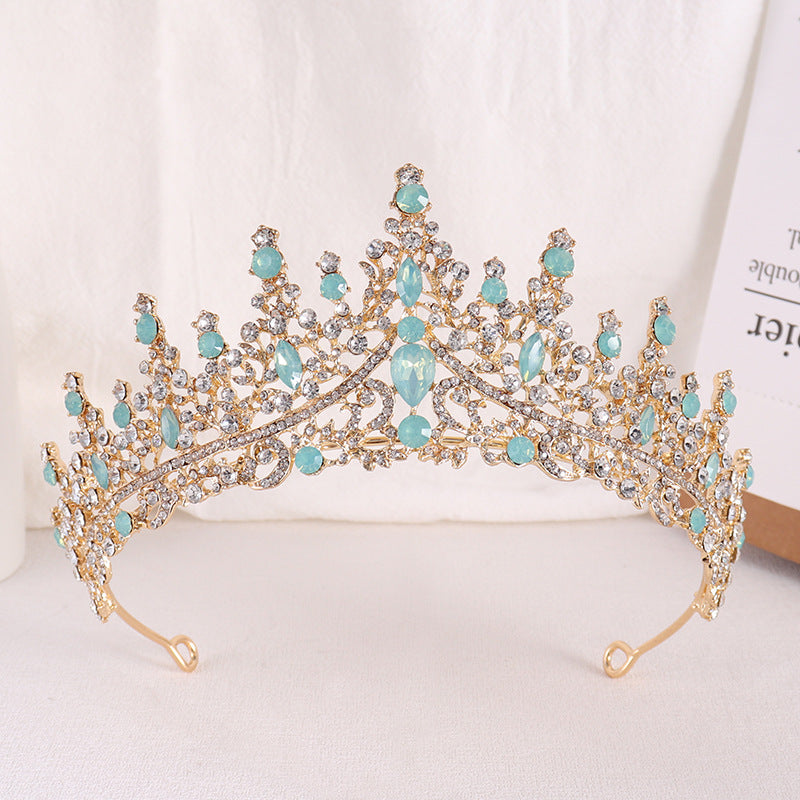 Baroque Bridal Crown with Rhinestones & Opals