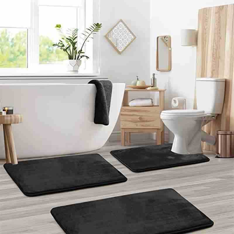 Non-Slip Coral Fleece Bathroom Mat Set - Toilet & Floor Mats for Home Use