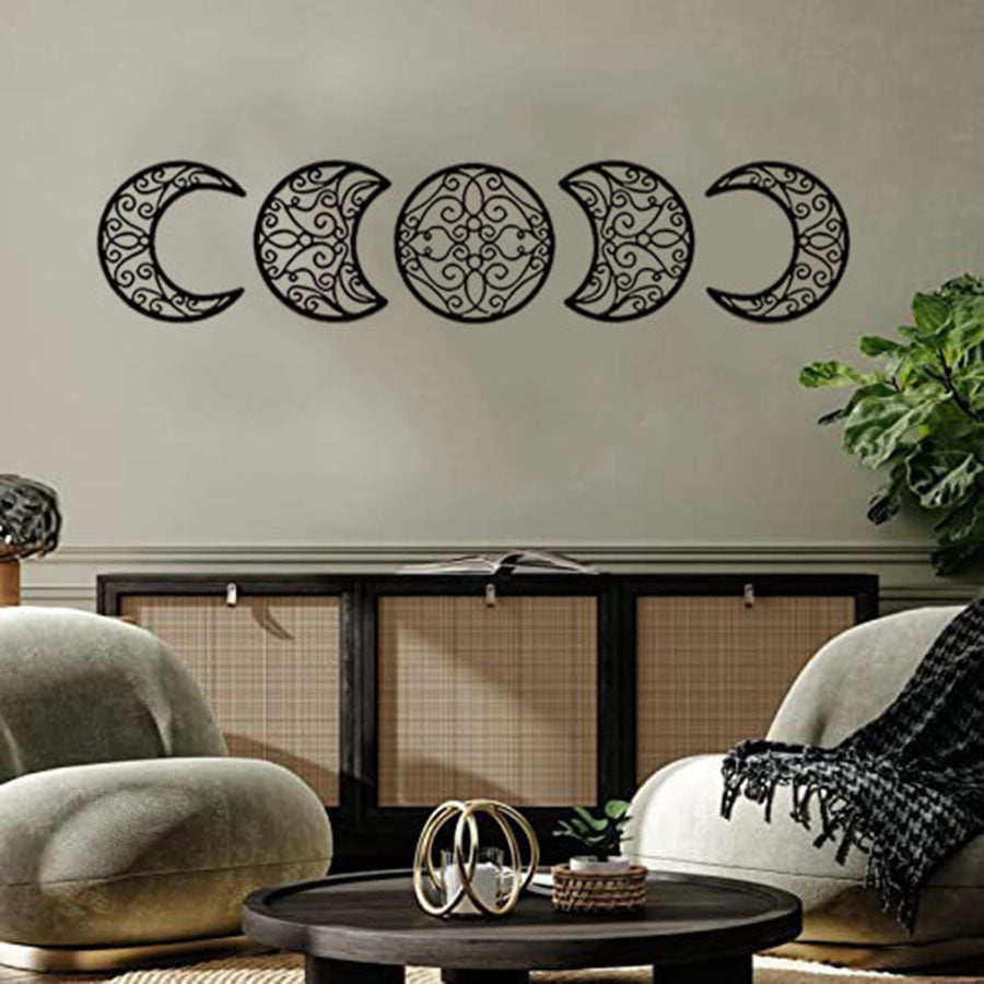 Crescent Moon Wall Art Set of 5 - Wrought Iron Decor