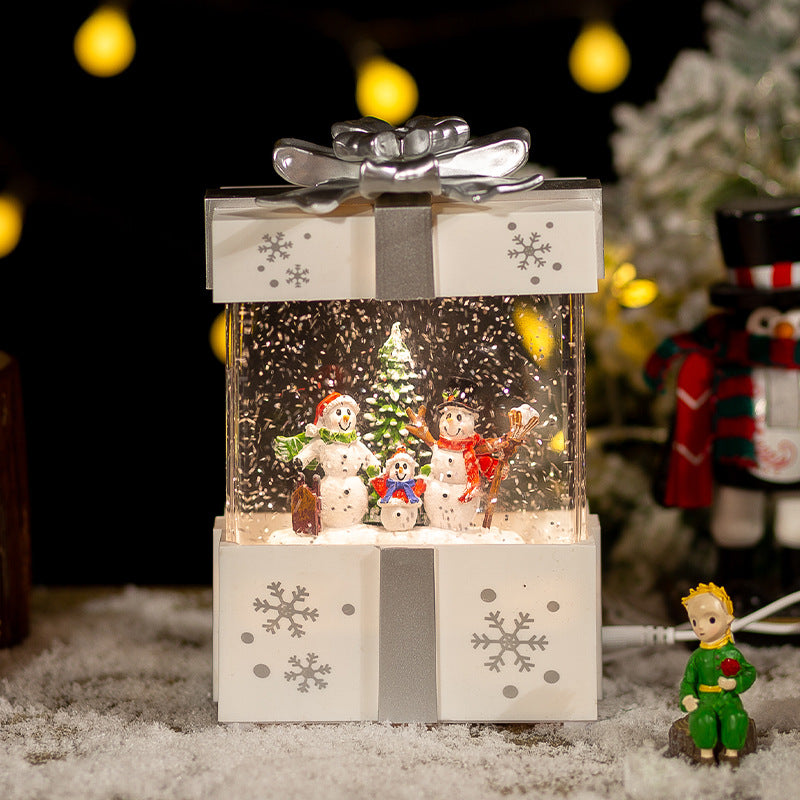 Christmas Gift Box with Crystal Ball Night Lamp and Ornaments - Multiple Colors