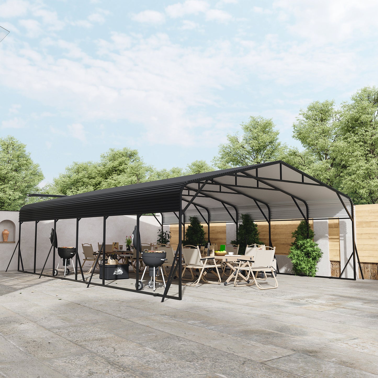 Carport Canopy 20 X30 Heavy Duty Car Port Galvanized Steel Roof,