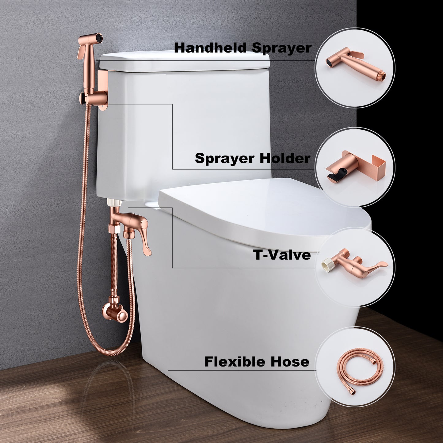 Pet Bathing Spray Gun Kit Rose Gold - Handheld Toilet & Pet Shower