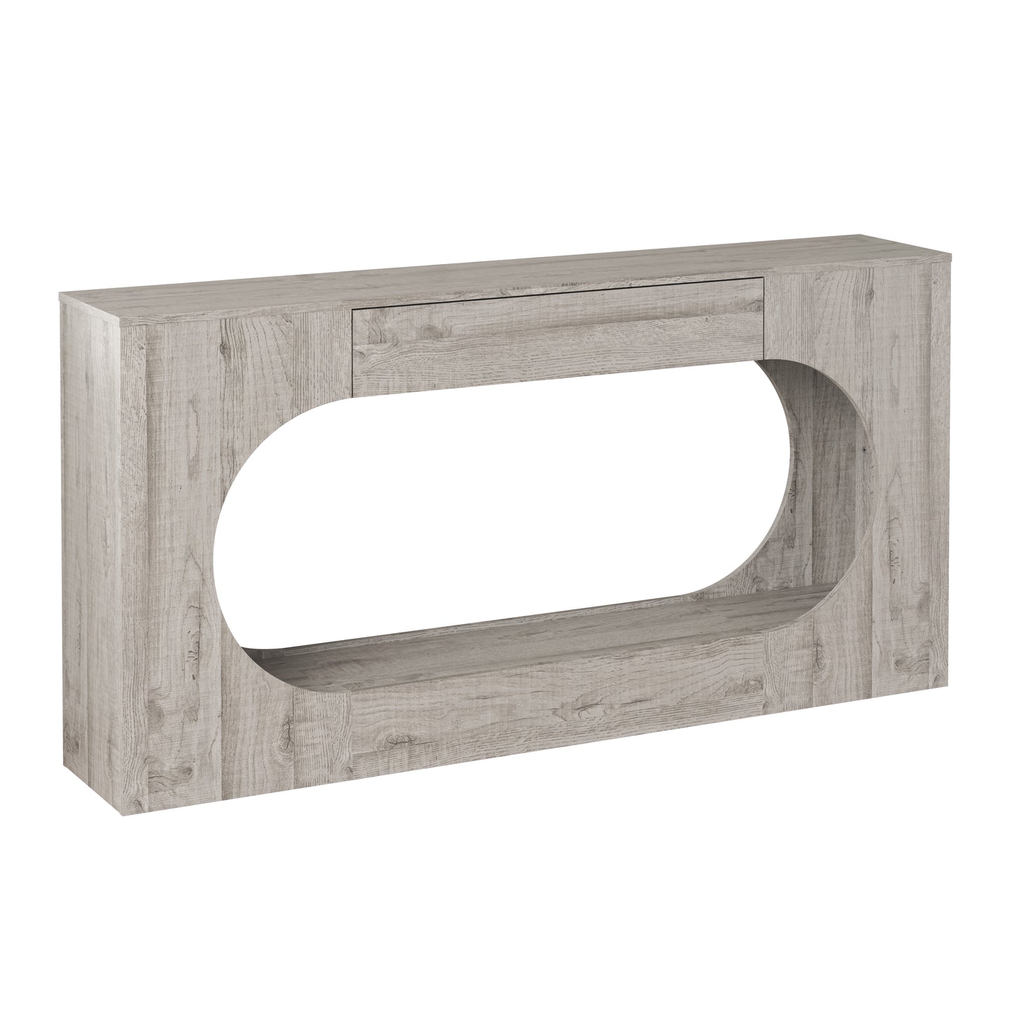 Grey Wood Grain Console Table with Storage Drawer - 63"