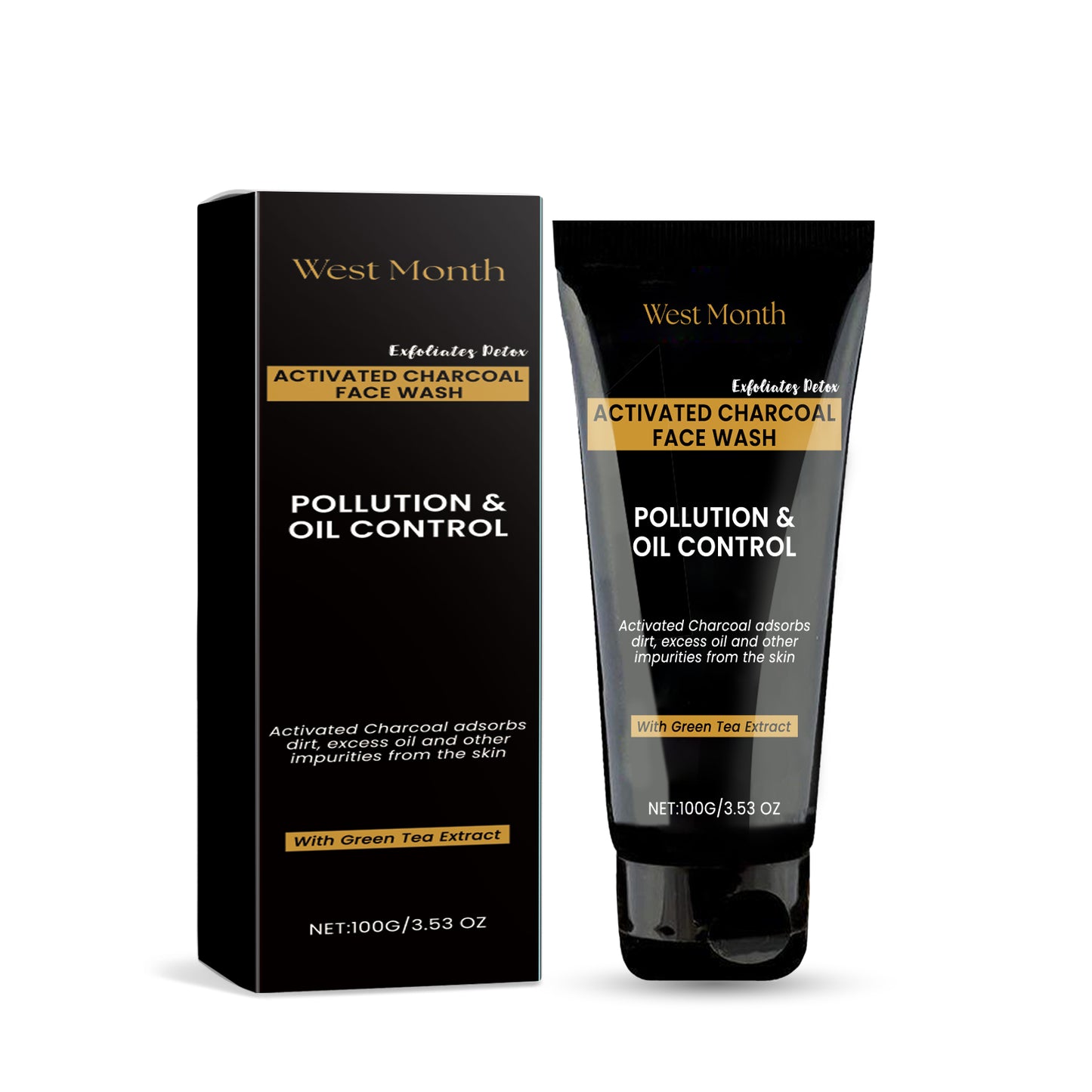 Activated Carbon Facial Cleanser - Gentle Pore Exfoliating Face Wash 100ml