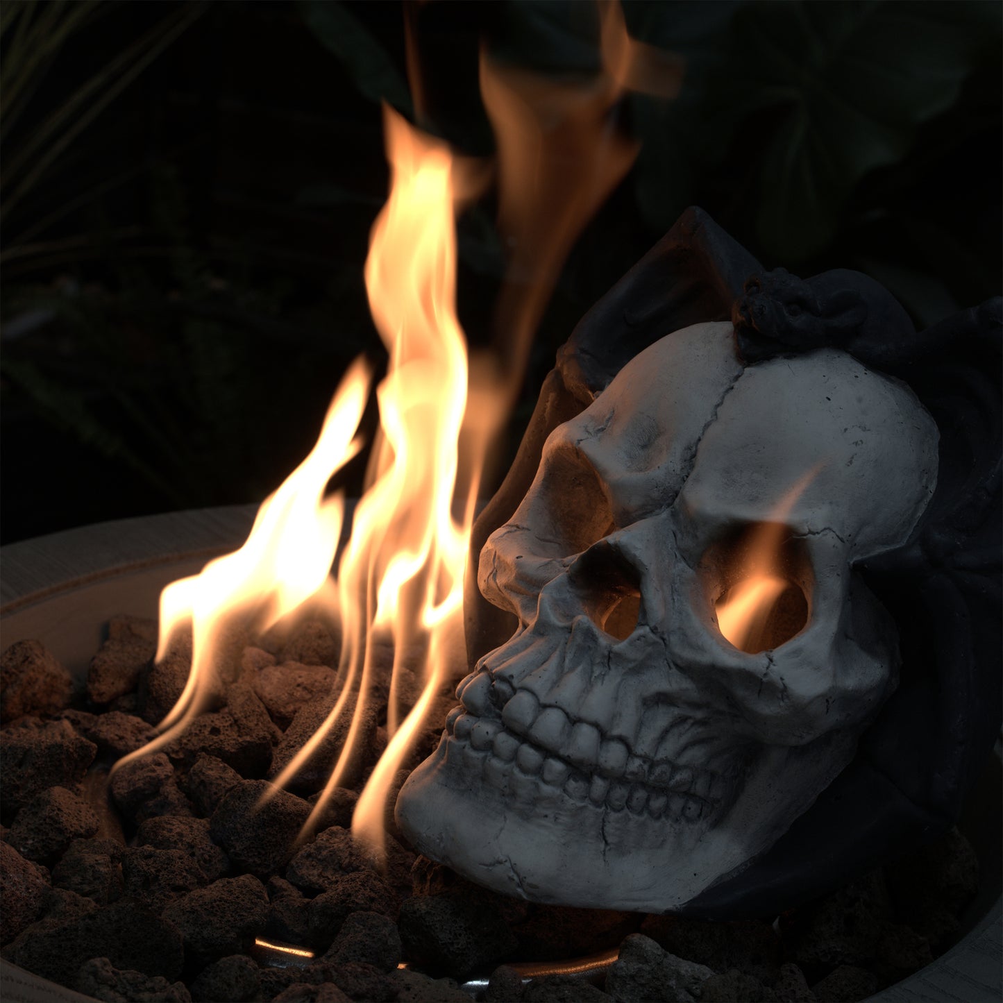 Realistic Demon Skull Gas Log for Fire Pit & Fireplace