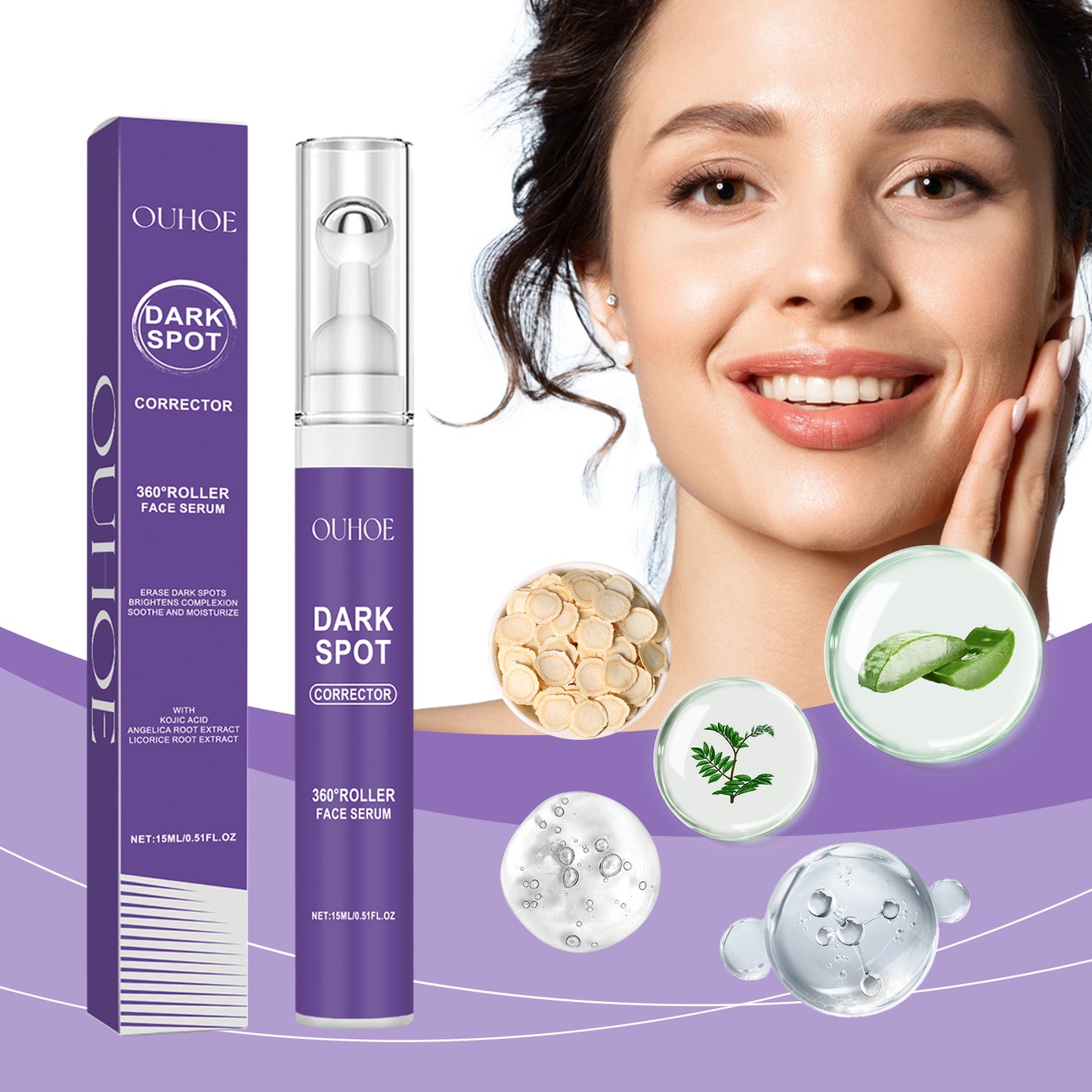 Brightening Face Serum with Roller Ball - 15ml Dark Spot Corrector
