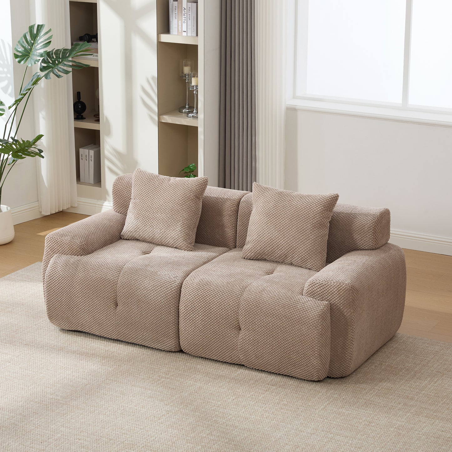 73" Modern Modular Loveseat Sofa - Convertible Tufted Couch with Pillows, Taupe