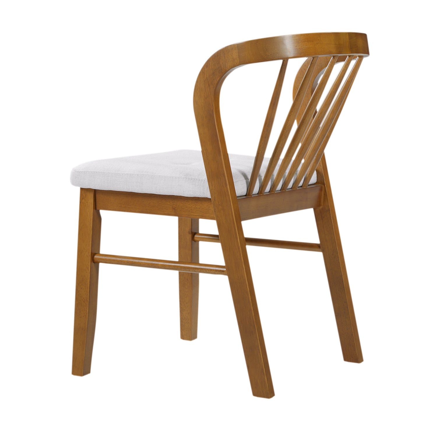 Mid-Century Modern Rubber Wood Dining Chairs - Set of 2, Walnut & Beige