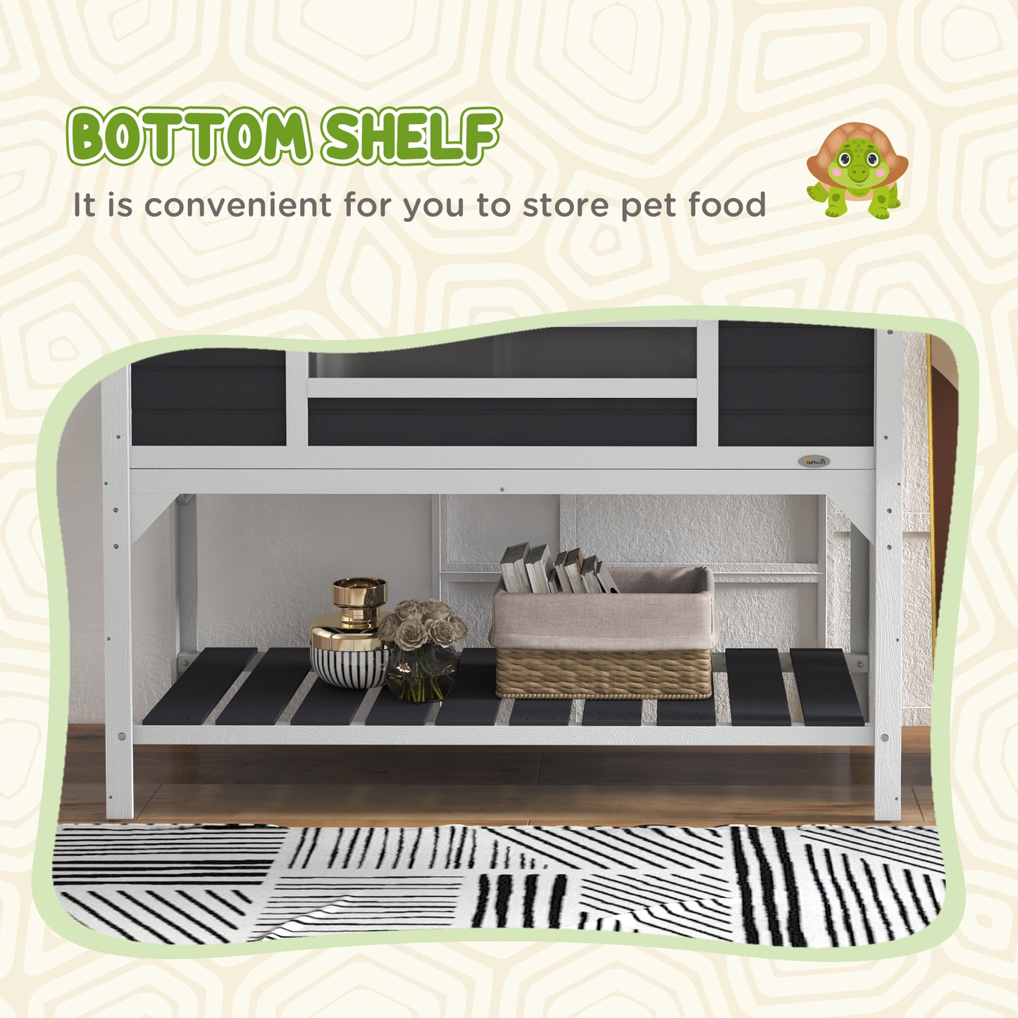 Pet Tortoise House with Adjustable Lamp Holder & Storage Shelf - Gray