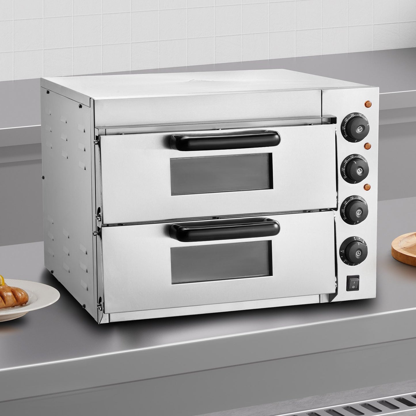 Electric Countertop Pizza Oven 16-Inch with Stainless Steel & Adjustable Temp