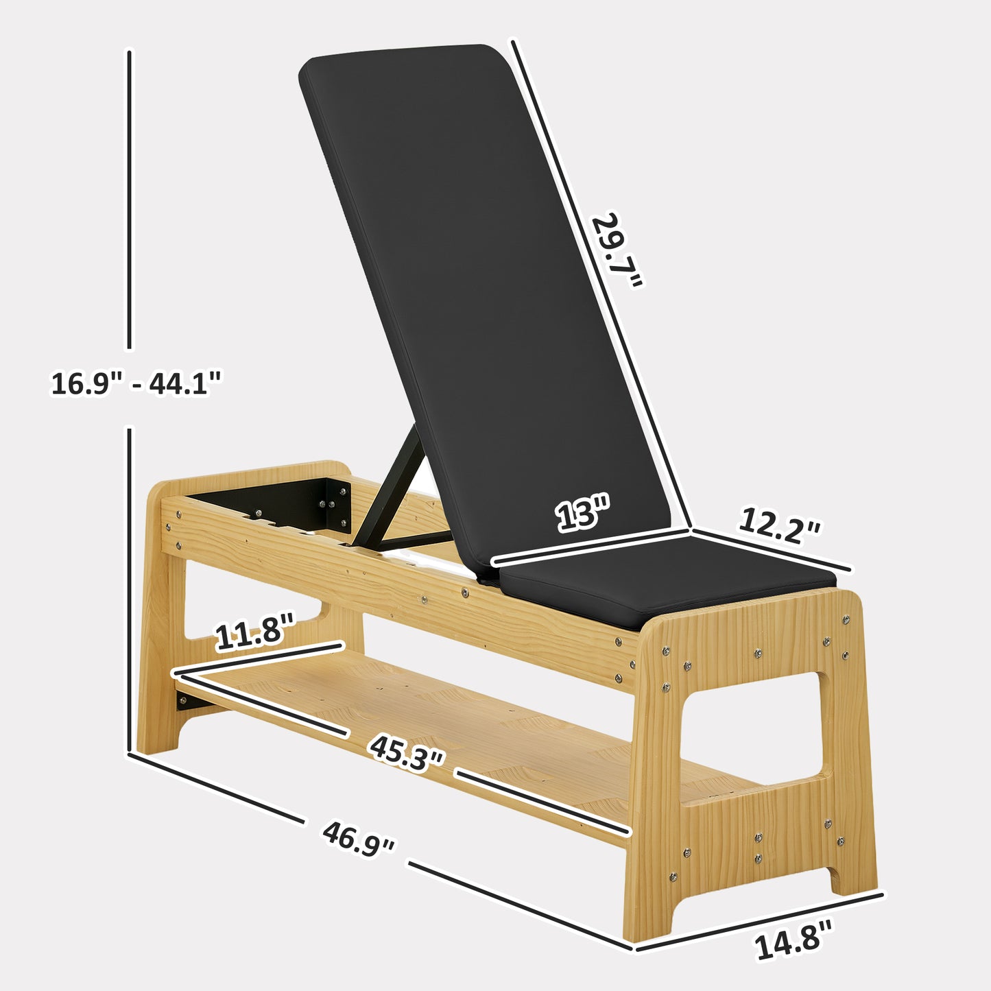 Adjustable Weight Bench with Dumbbell Rack - Black