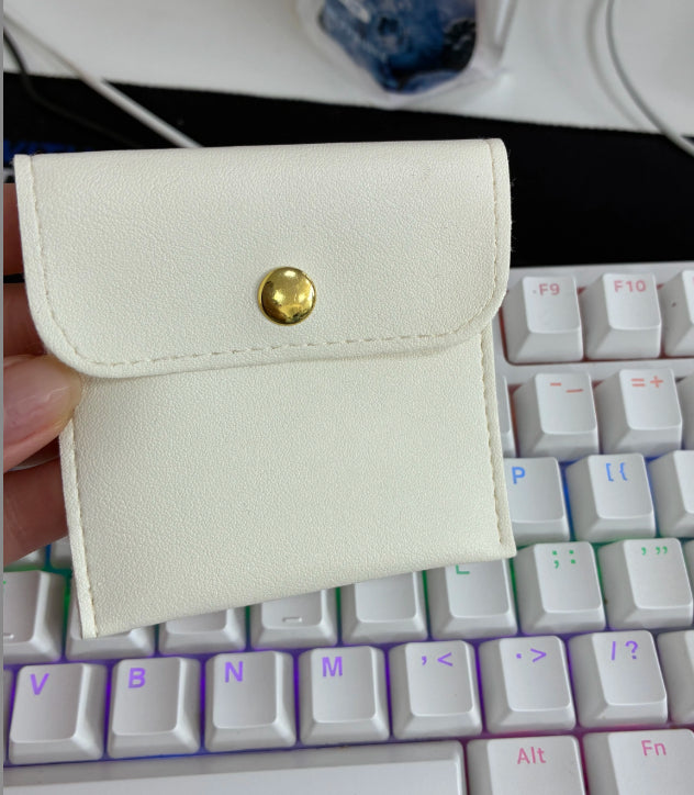 Leather Jewelry Storage Bag Flip Button Case for Accessories