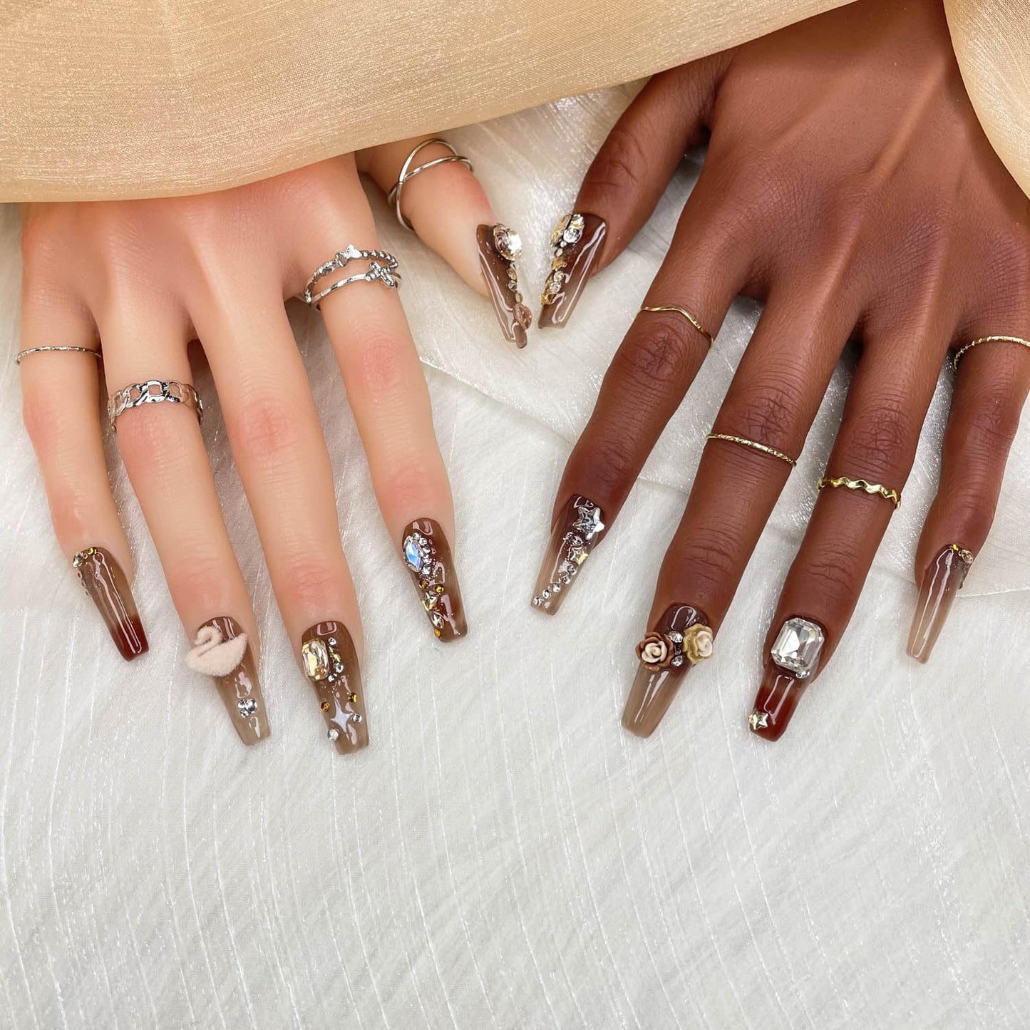 Short Press On Nails - Hazel Serenade Gradient Acrylic Manicure Set (Size M)