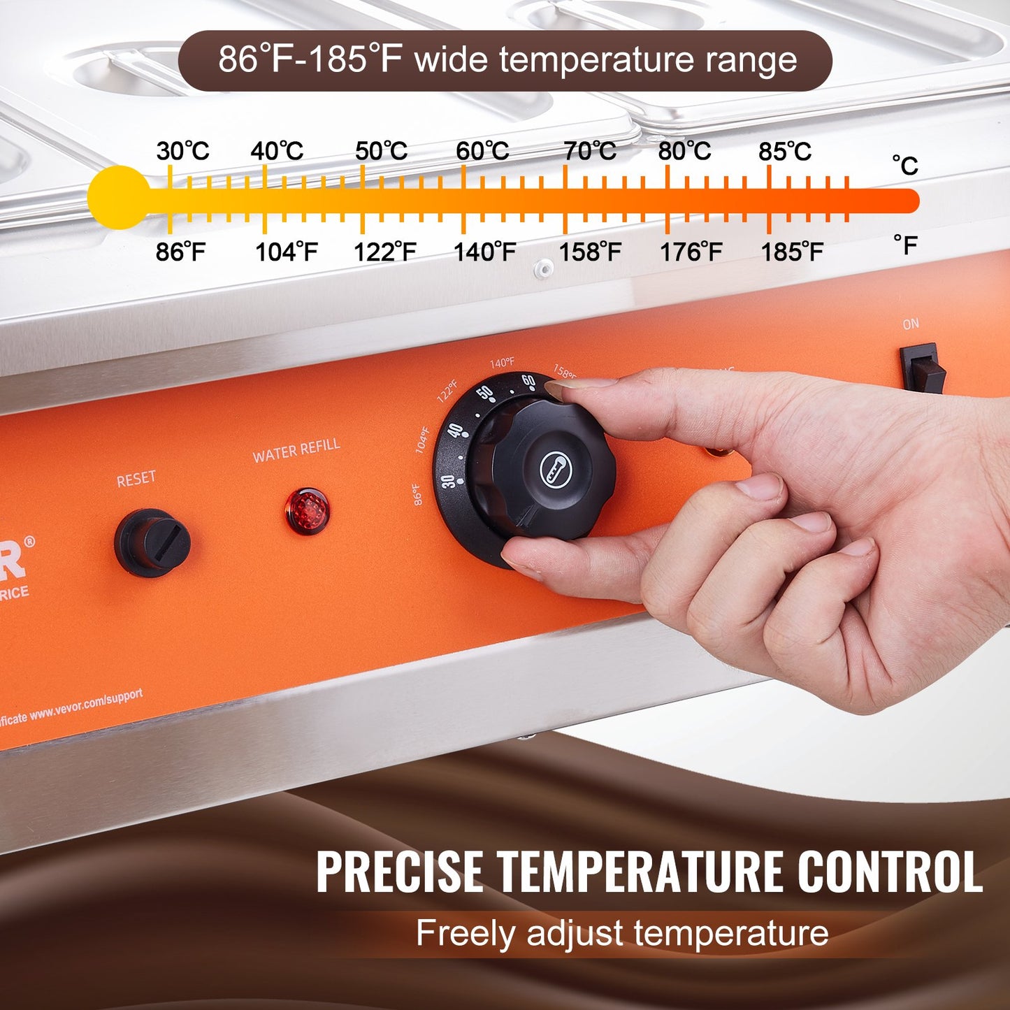 Chocolate Tempering Machine 26.5L Stainless Steel Commercial Warmer with Temp Control