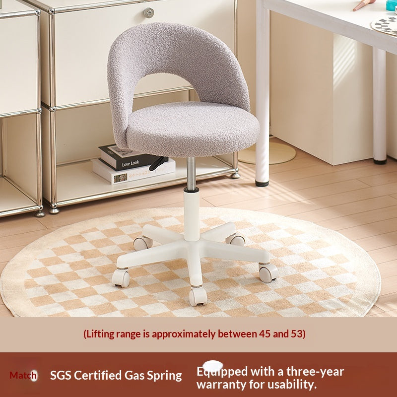 Fleece-Lined Computer Chair for Girls' Bedrooms - Multiple Colors