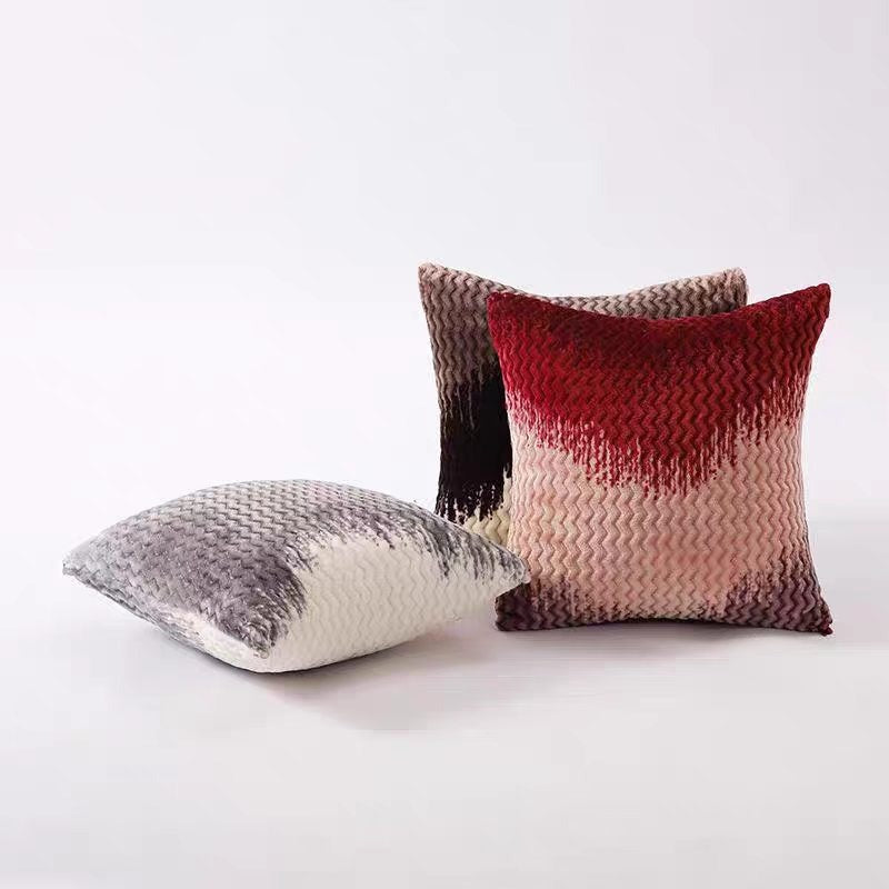 Faux Fur Ombre Throw Pillow - Wavy Texture Square Cushion for Home Decor