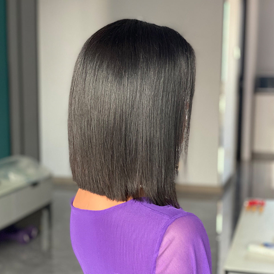 Vietnam Bone Straight Human Hair Wigs - 8 Inch Bob Style, Natural Look, Heat-Dyeable