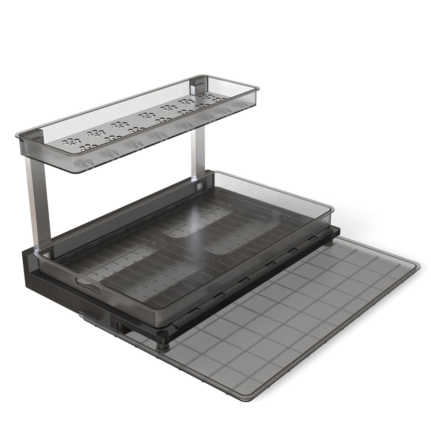 2-Tier Under Sink Organizer with Sliding Drawer - L-Shaped