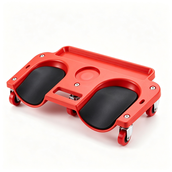 Red Rolling Knee Creeper with EVA Foam Cushioned Pads, 300 LBS Capacity Garage Knee Dolly for Auto Repair
