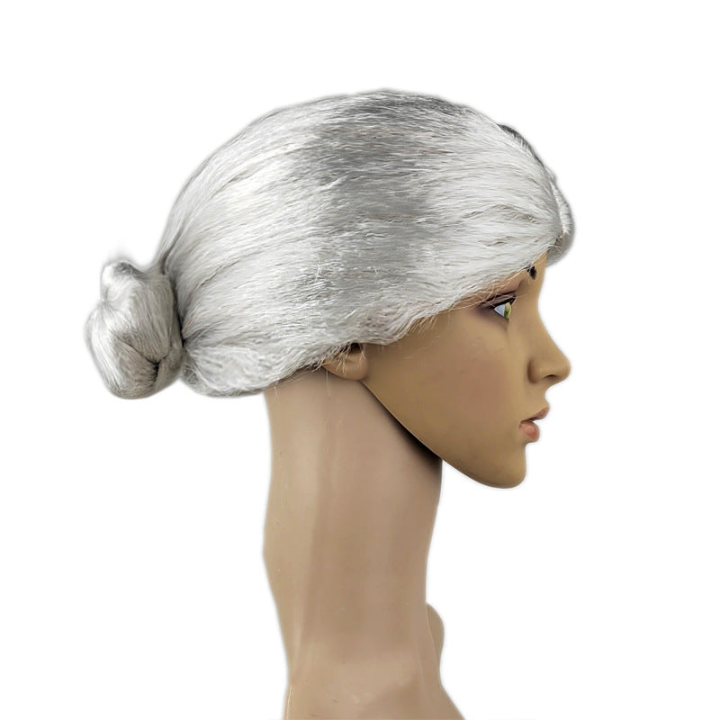 Grandma Wig for Costumes - White, Silver & Gray Synthetic Hair Wigs for Dress Up
