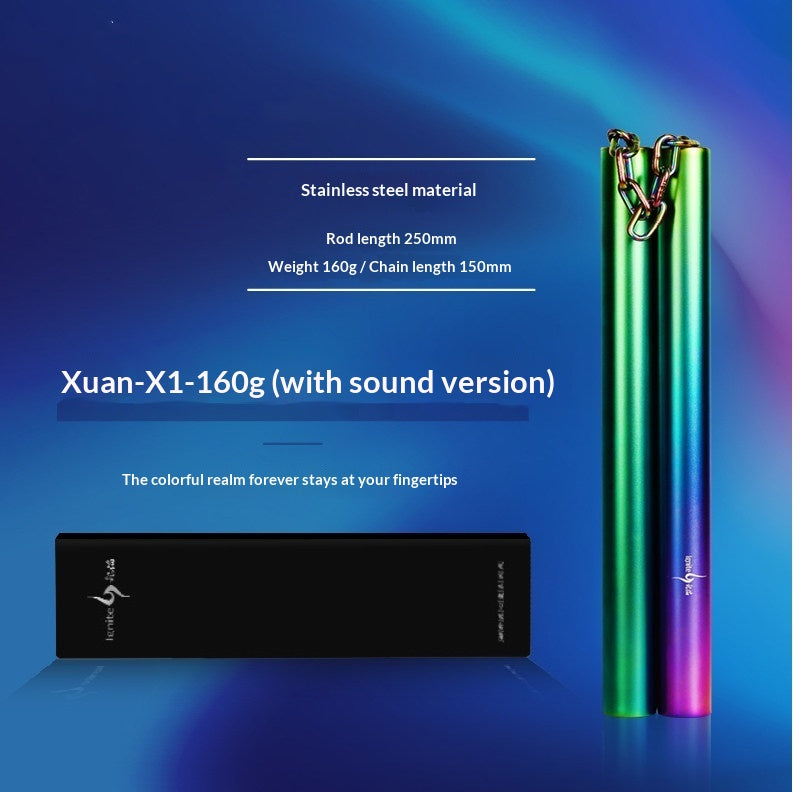 Stainless Steel Gradient Color Nunchaku Training Equipment for Martial Arts