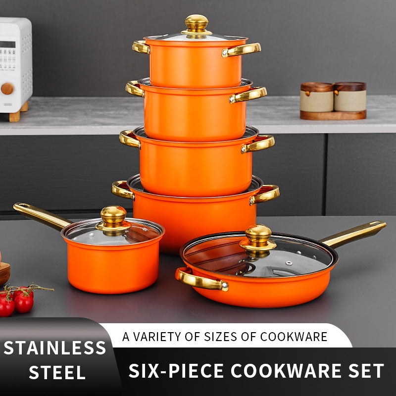 12-Piece Colorful Stainless Steel Stockpot Set - Dual-Sided Cooking Pots
