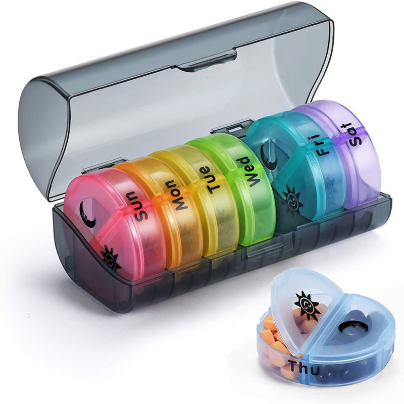 Mini Travel Pill Box with 14 Grid Moisture-Proof Portable Storage Organizer
