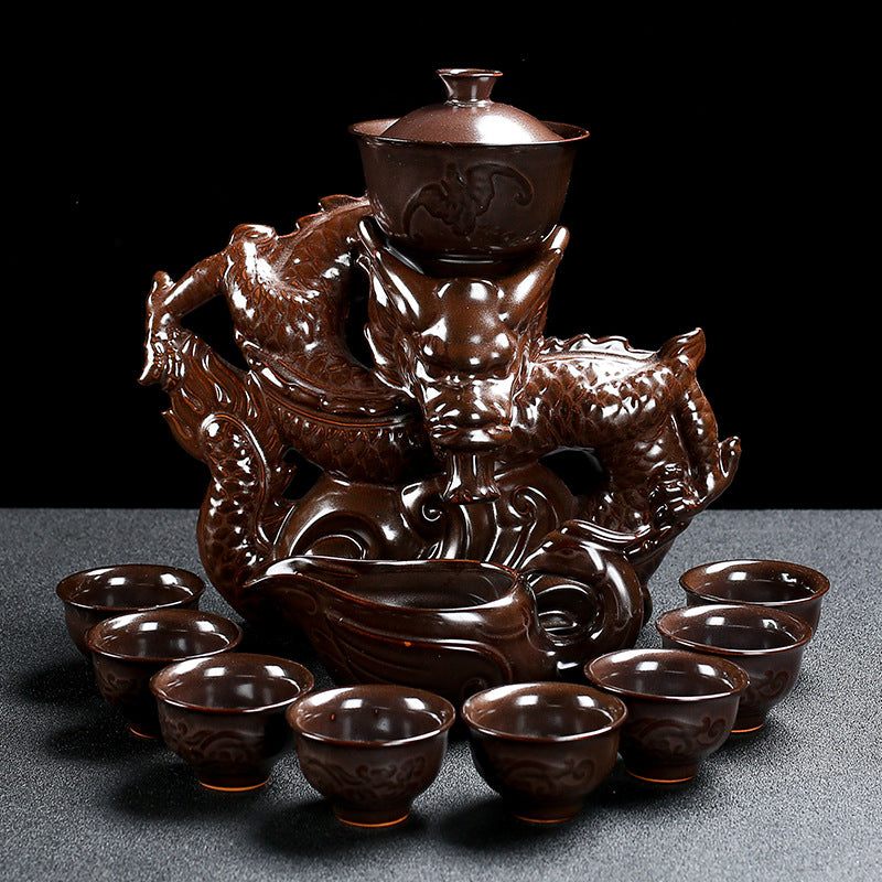 Ceramic Tea Set with Full Accessories - Semi-Automatic Style, Multiple Colors