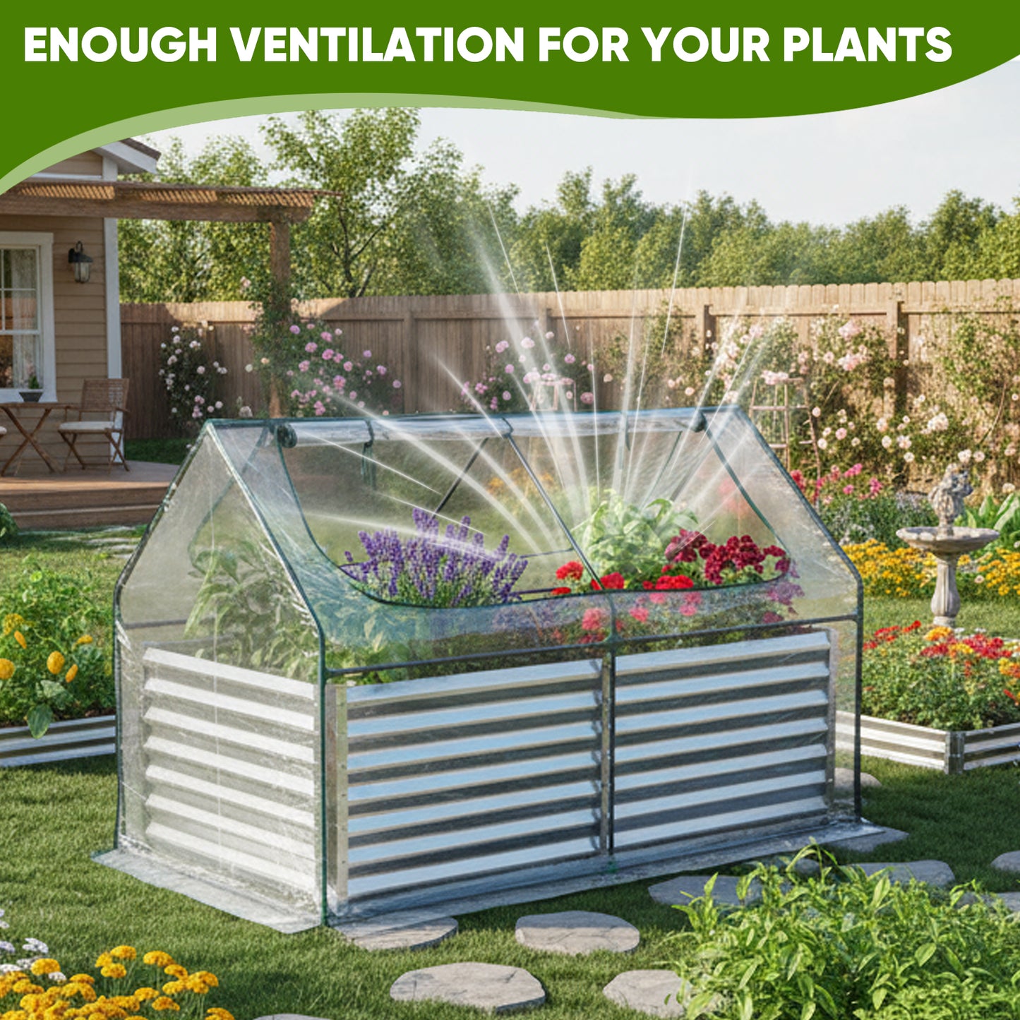 Greenhouse with Double Zipper Doors Waterproof UV Protection for Flowers, Vegetables & Herbs - Multiple Sizes