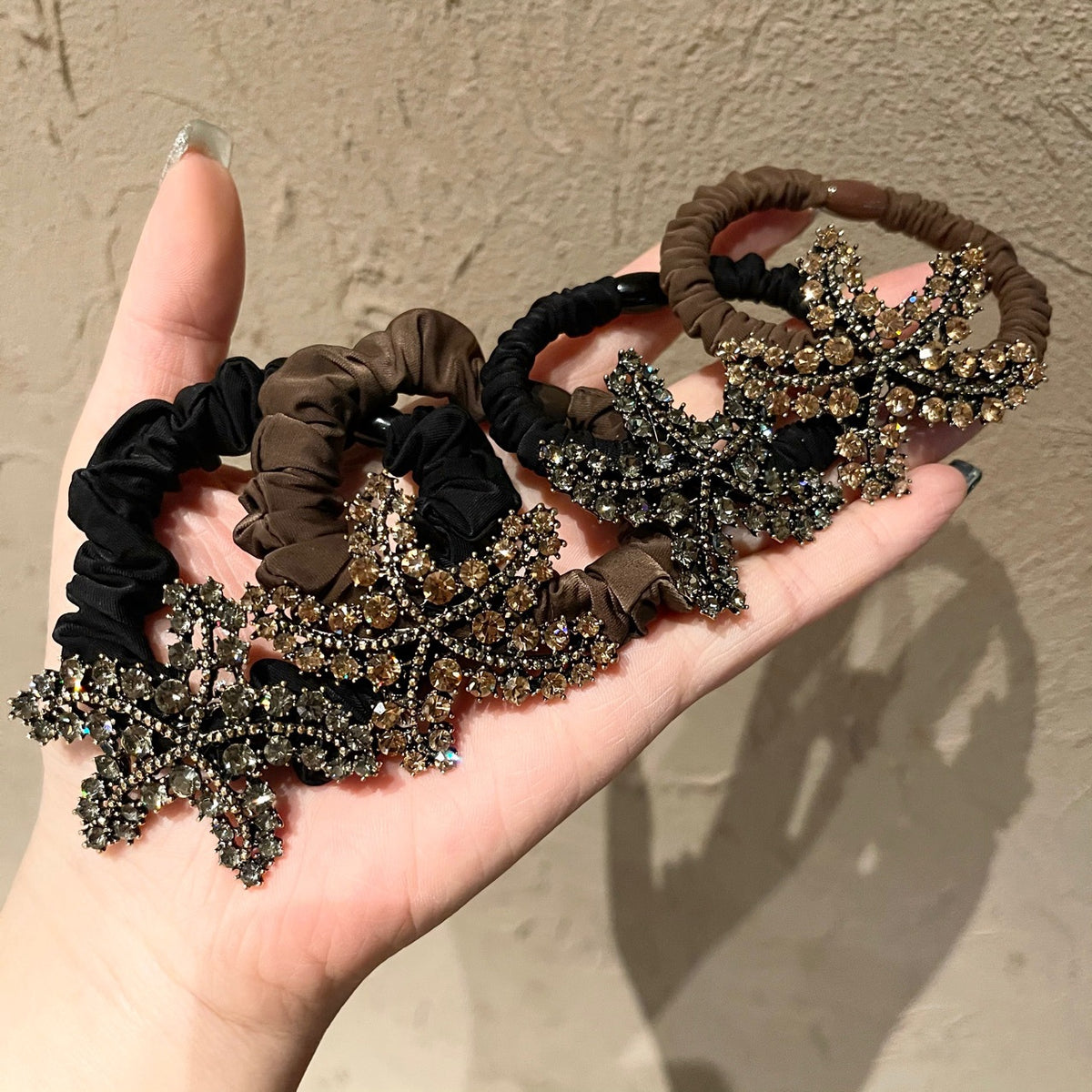 Starfish Rhinestone Hair Ring - Alloy