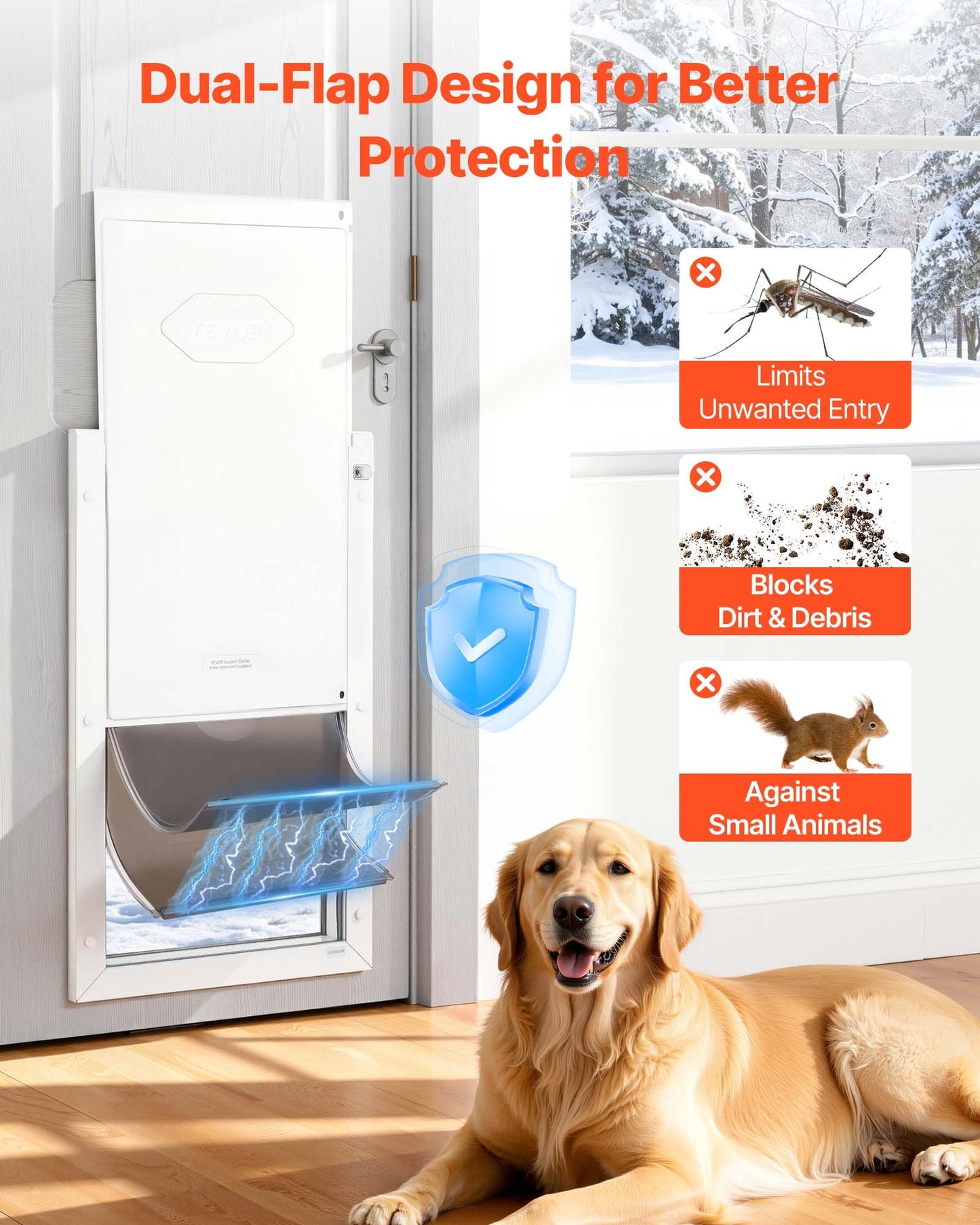 Large Pet Door with Magnetic Flaps & Metal Frame - Weatherproof Dog Door for Indoor & Outdoor Use